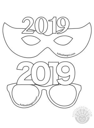 Lavoretti Capodanno Maschere con 2019 da ritagliare 2 maschere capodanno 2019
