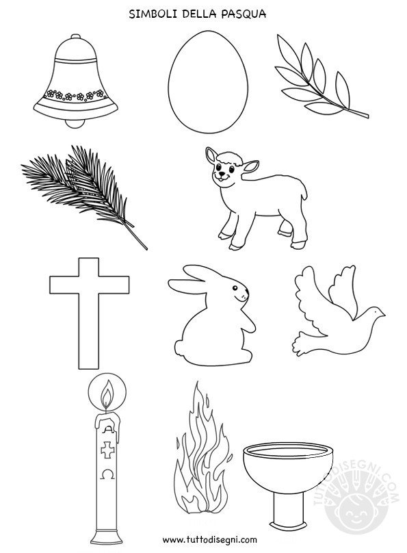 Simboli della Pasqua da colorare