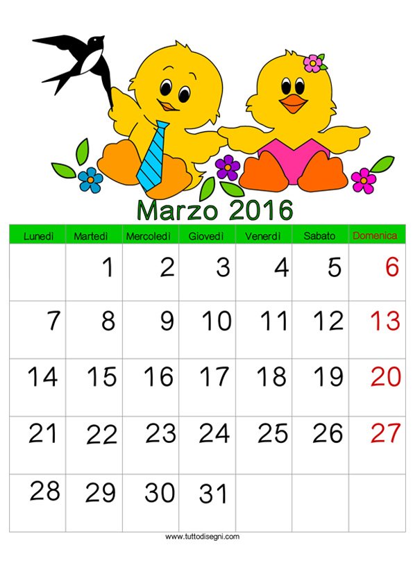 Calendario 2016 – Marzo