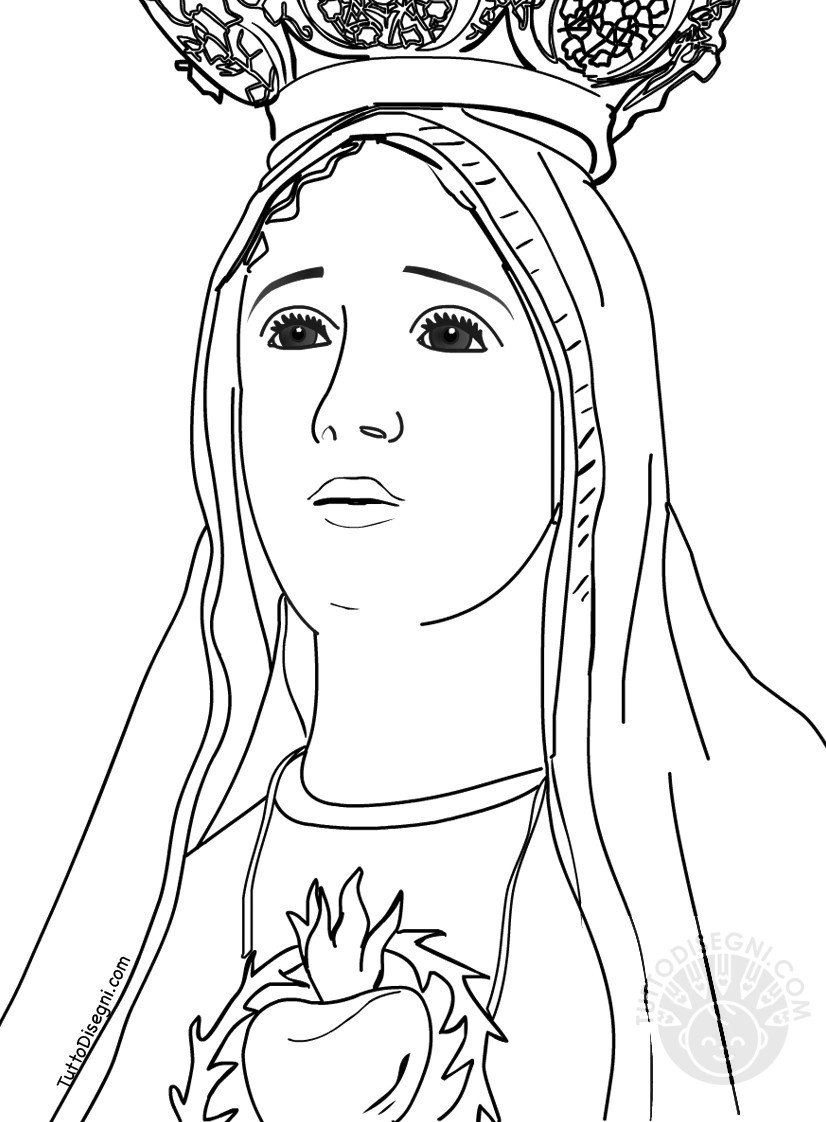Disegno Madonna di Fatima da colorare