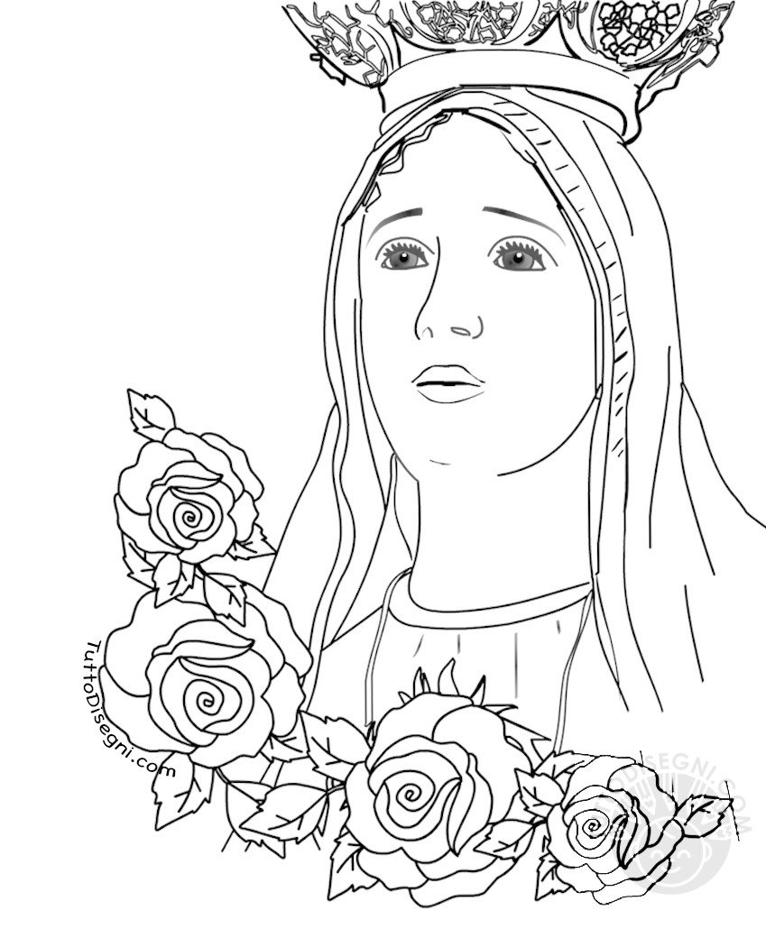 Madonna di Fatima con rose disegno da colorare