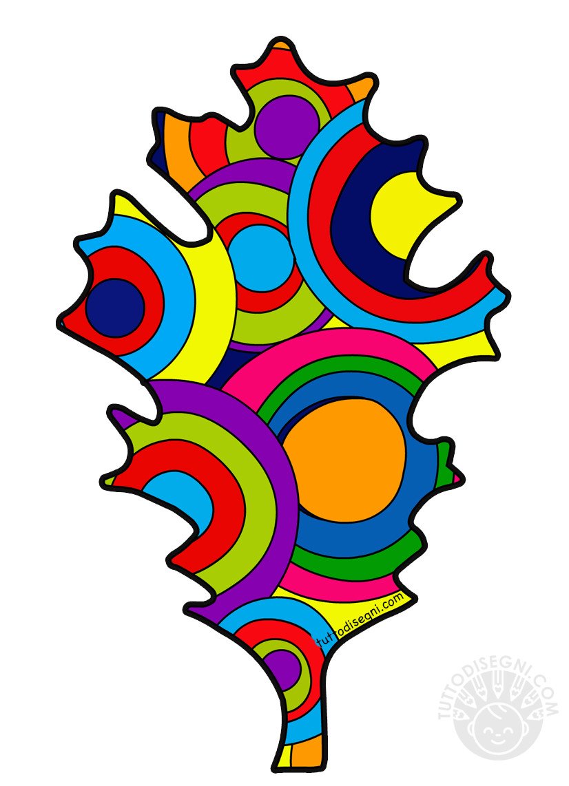 Foglia con cerchi colorati Kandinsky per bambini