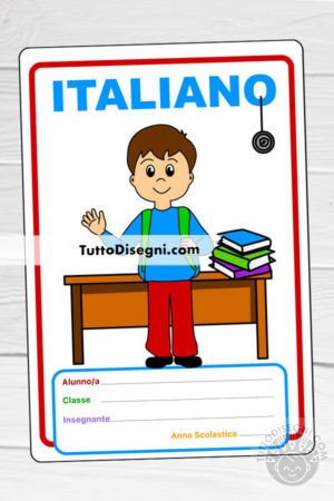 Copertina quaderno di italiano con bambino